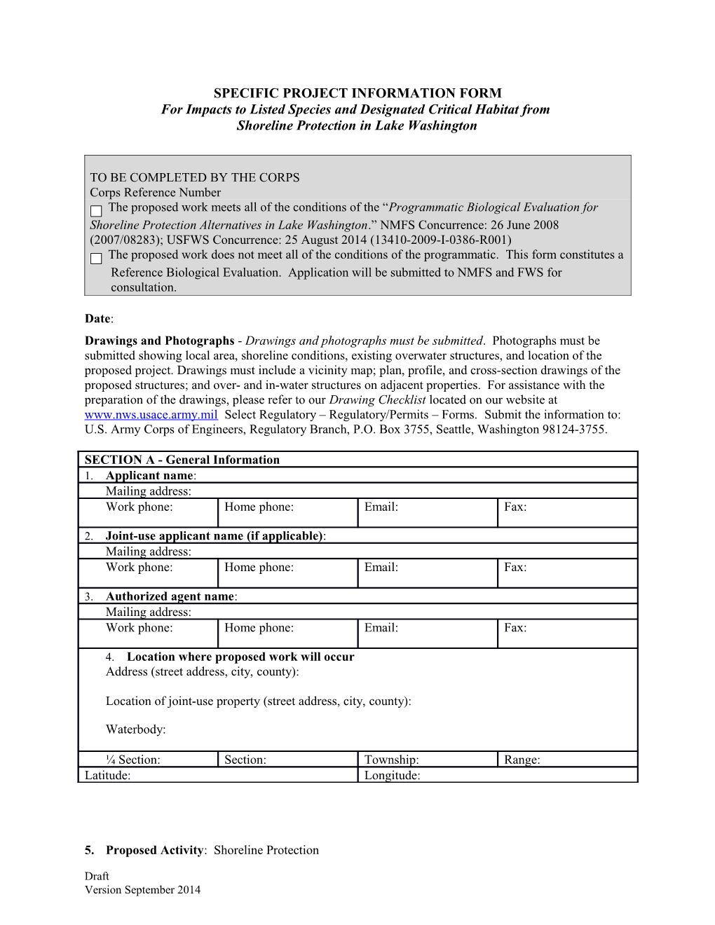 Specific Project Information Form (Spif)