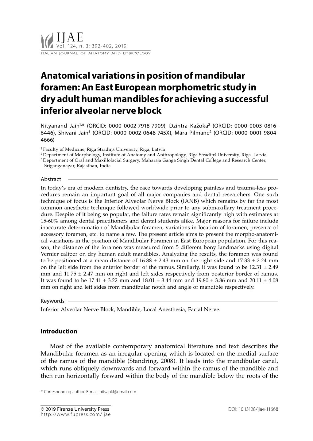 Anatomical Variations in Position of Mandibular Foramen