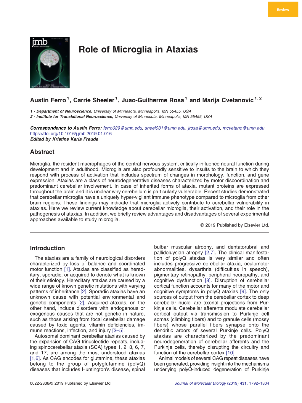 Role of Microglia in Ataxias