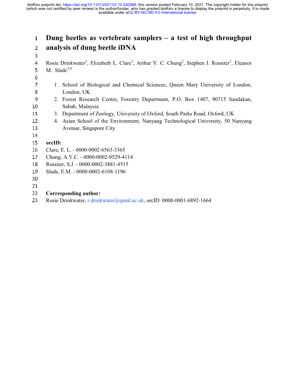 A Test of High Throughput Analysis of Dung Beetle Idna