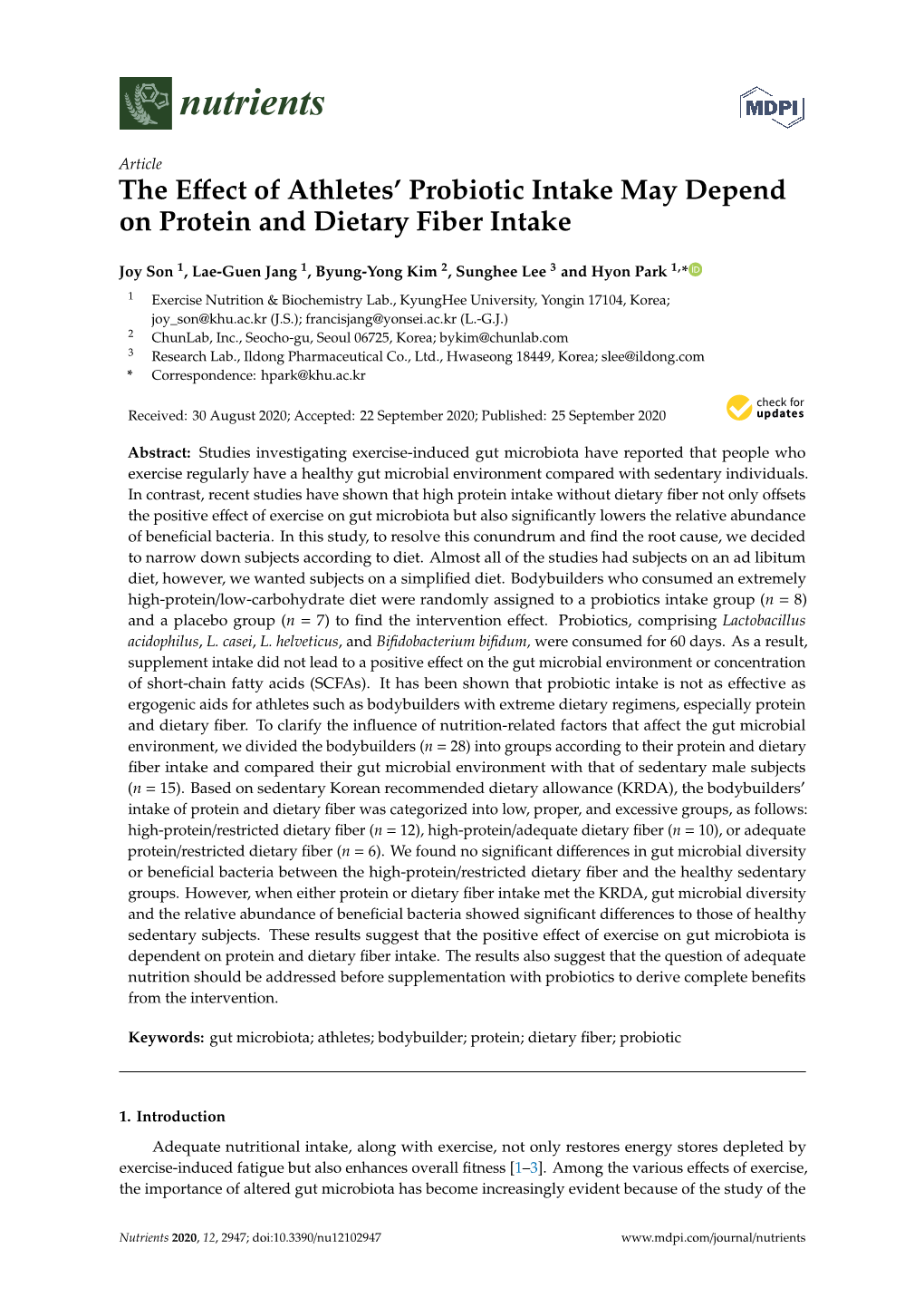 The Effect of Athletes' Probiotic Intake May Depend on Protein and Dietary