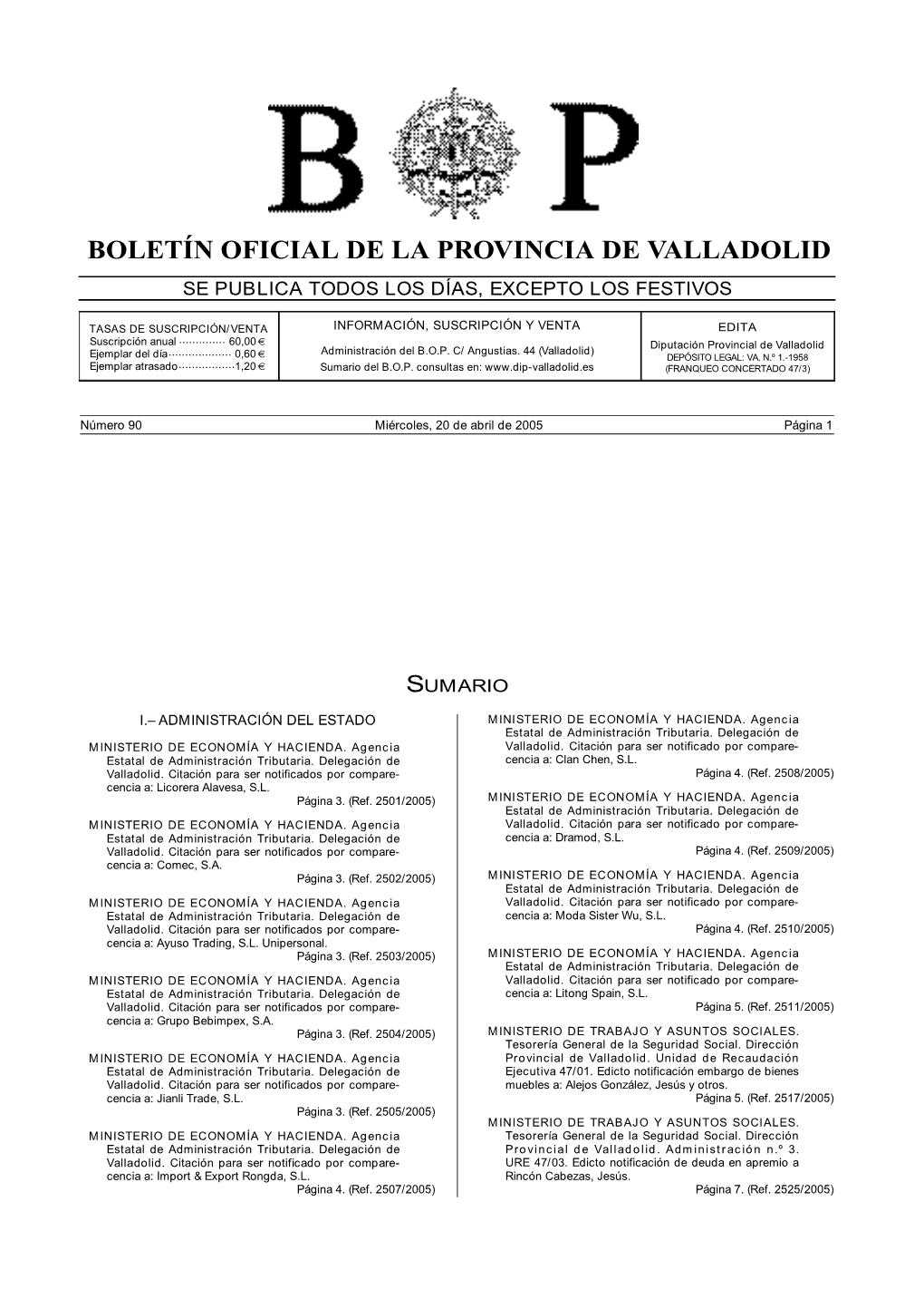 Boletín Oficial De La Provincia De Valladolid