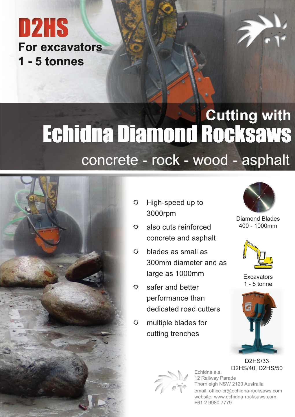 Echidna Diamond Rocksaws Concrete - Rock - Wood - Asphalt