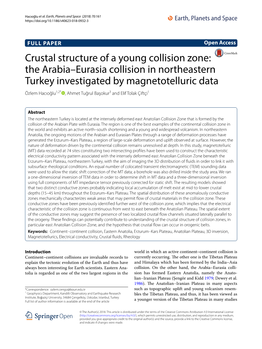 Crustal Structure of a Young Collision Zone