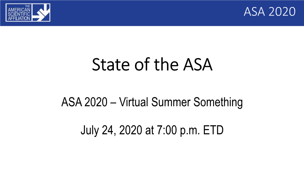 State of the ASA