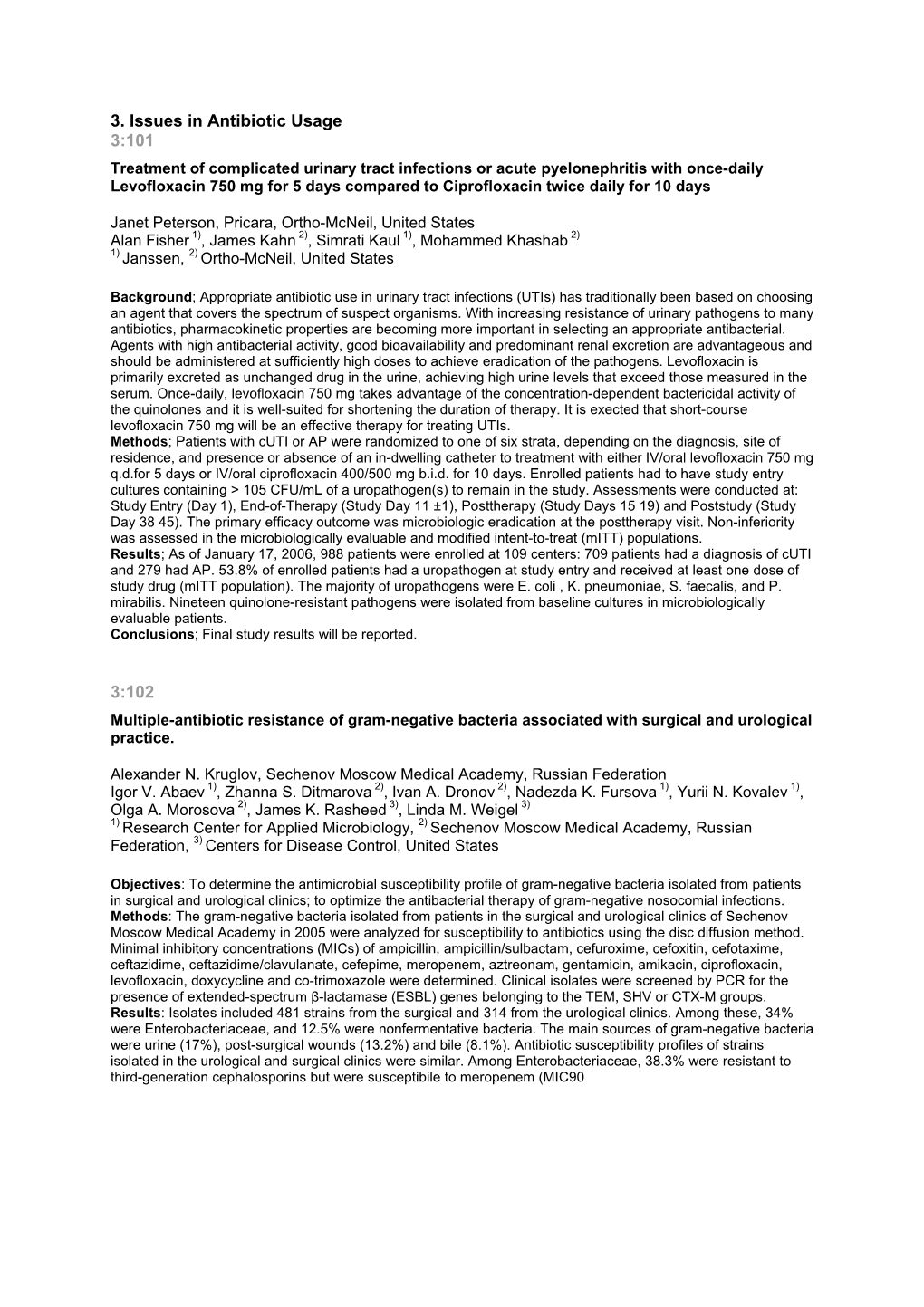 3. Issues in Antibiotic Usage 3:101 3:102