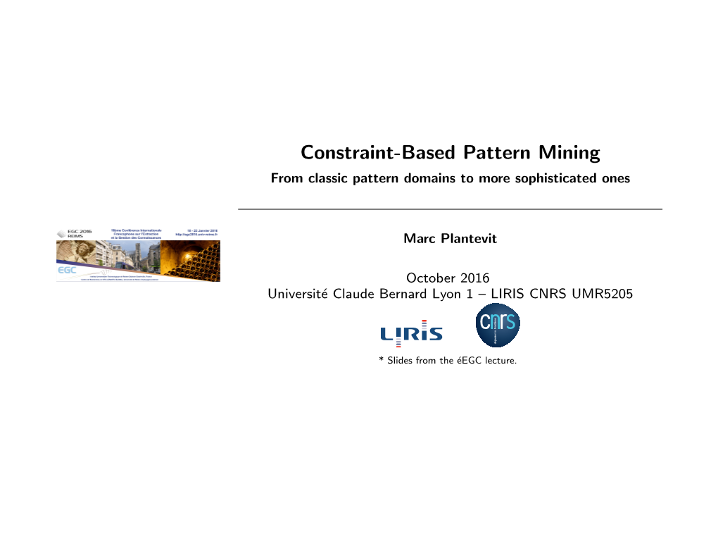 Constraint-Based Pattern Mining from Classic Pattern Domains to More Sophisticated Ones