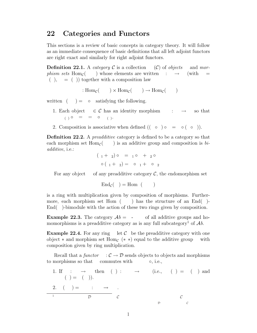 22 Categories and Functors