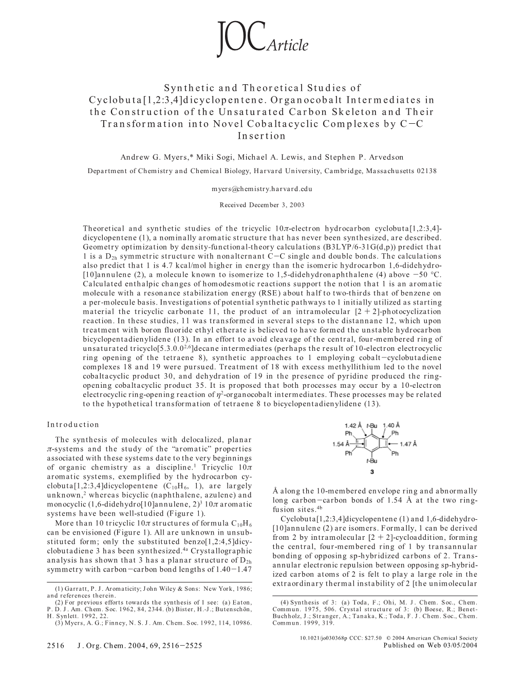 Synthetic and Theoretical Studies of Cyclobuta[1,2:3,4]Dicyclopentene