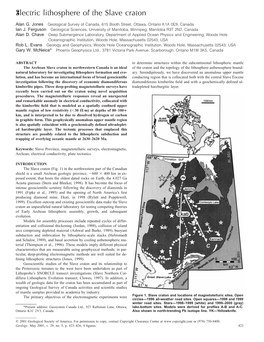 Electric Lithosphere of the Slave Craton