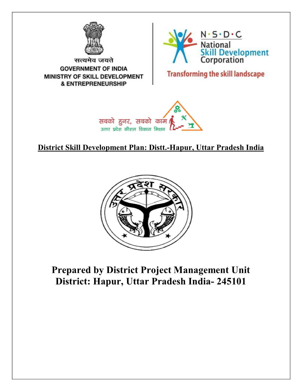 District Skill Development Plan: Distt.-Hapur, Uttar Pradesh India