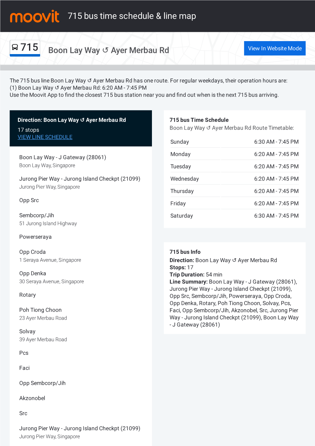 715 Bus Time Schedule & Line Route