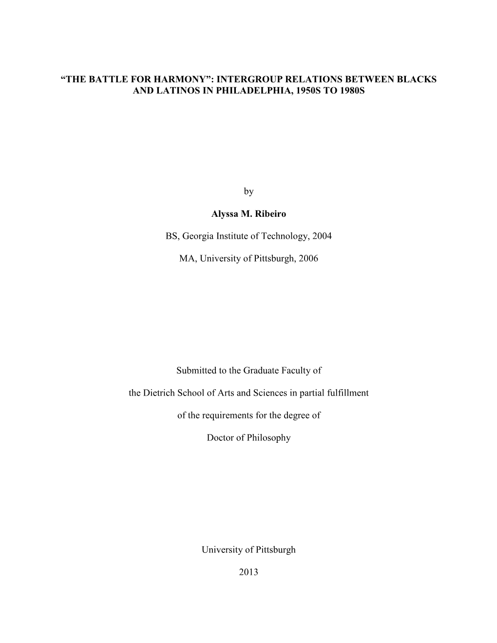 Intergroup Relations Between Blacks and Latinos in Philadelphia, 1950S to 1980S