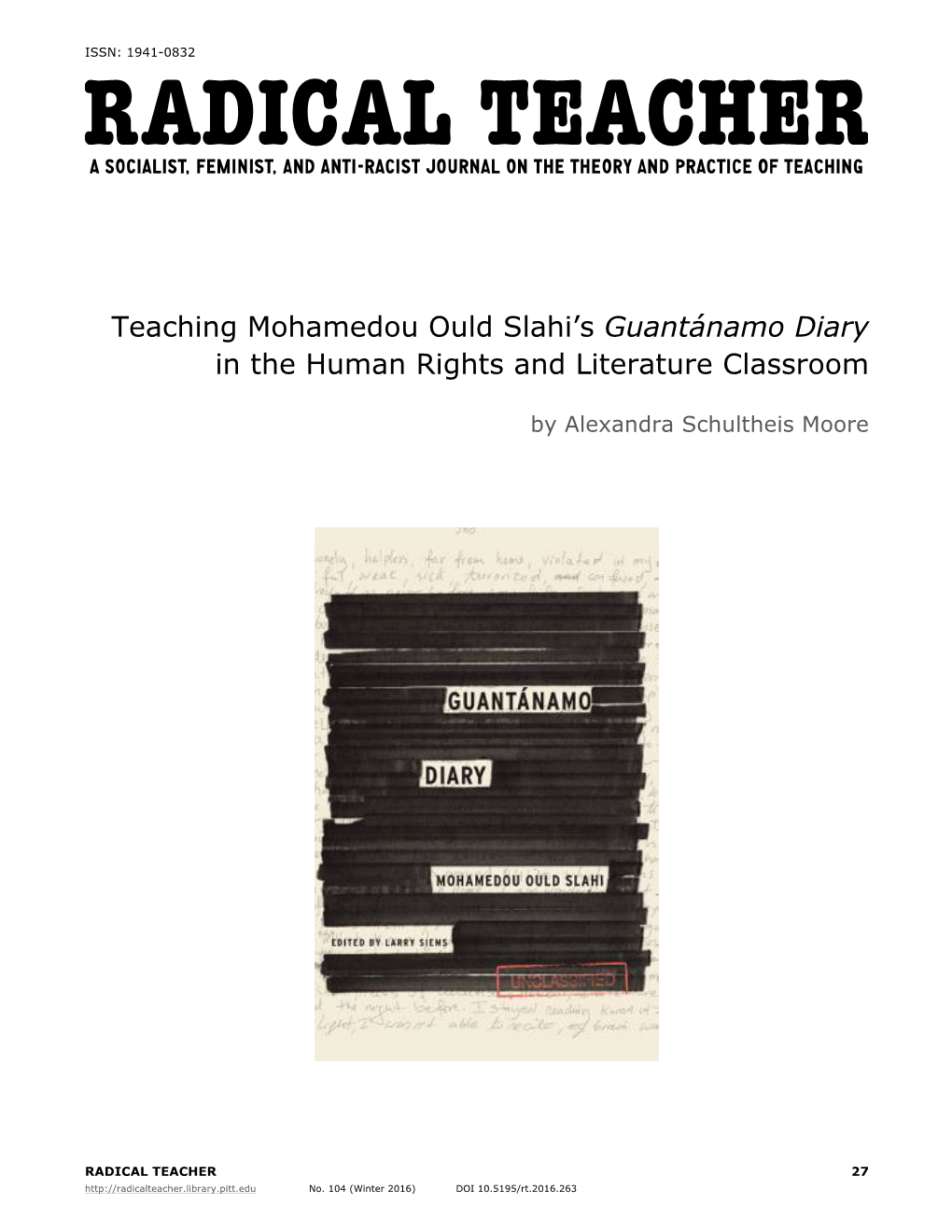 Teaching Mohamedou Ould Slahi's Guantánamo Diary in the Human