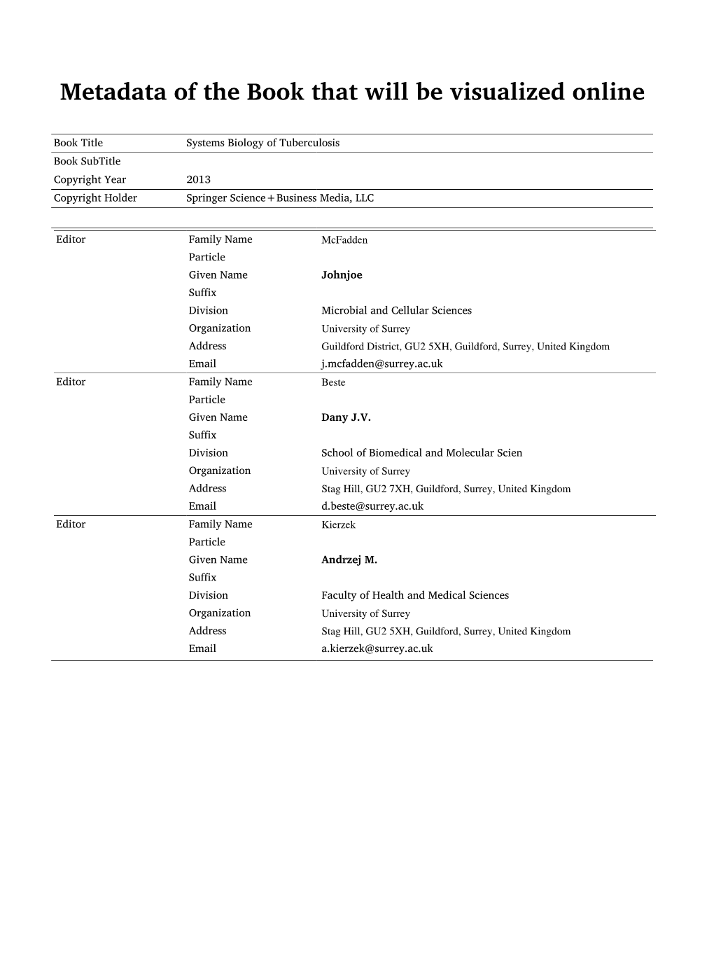 Metadata of the Book That Will Be Visualized Online