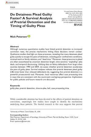 A Survival Analysis of Pretrial Detention and the Timing of Guilty