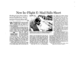 New In-Flight E-Mail Falls Short ~I~\\~~ Use, Tenzlng and Airlines Involved Hooking Laptop Into Airfone Won't Disclose Sales, but 'Td Be Lying '\~"