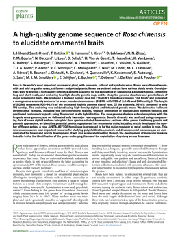 A High-Quality Genome Sequence of Rosa Chinensis to Elucidate Ornamental Traits