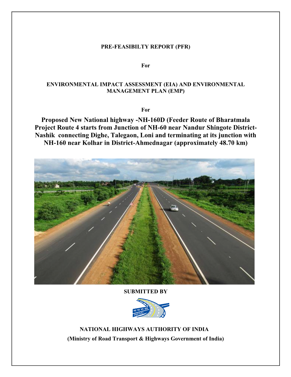 Proposed New National Highway -NH-160D (Feeder Route Of
