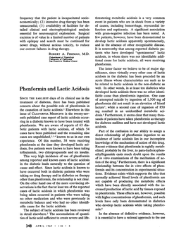 Phenformin and Lactic Acidosis Well