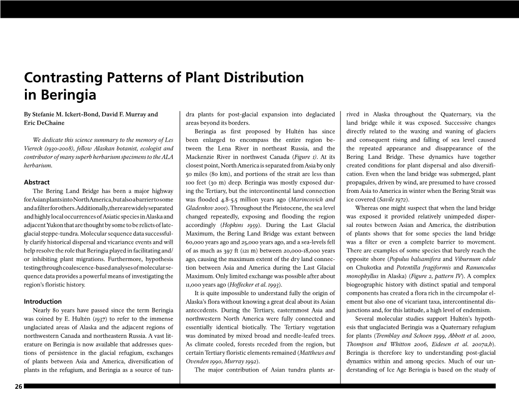 Contrasting Patterns of Plant Distribution in Beringia