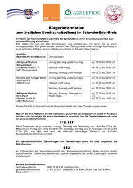 Infoblatt Ärztlicher Bereitschaftsdienst