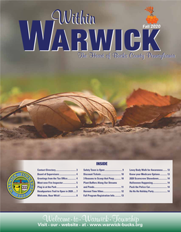 Fall 2020 Wwararwwickick Thethe Heartheart Ofof Bucksbucks Countycounty Pennsylvaniapennsylvania