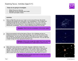 Exploring Taurus - Activities (Ages 8-11)