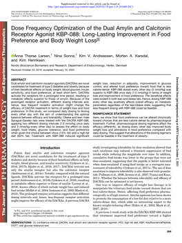 Dose Frequency Optimization of the Dual Amylin and Calcitonin Receptor Agonist KBP-088: Long-Lasting Improvement in Food Preference and Body Weight Loss S