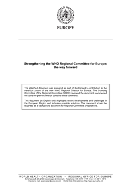 Challenges for Health Governance in Europe: the Role of the WHO Regional Office for Europe