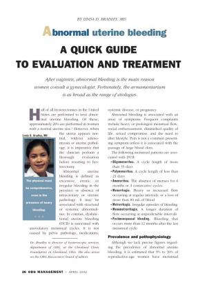A Quick Guide to Evaluation and Treatment