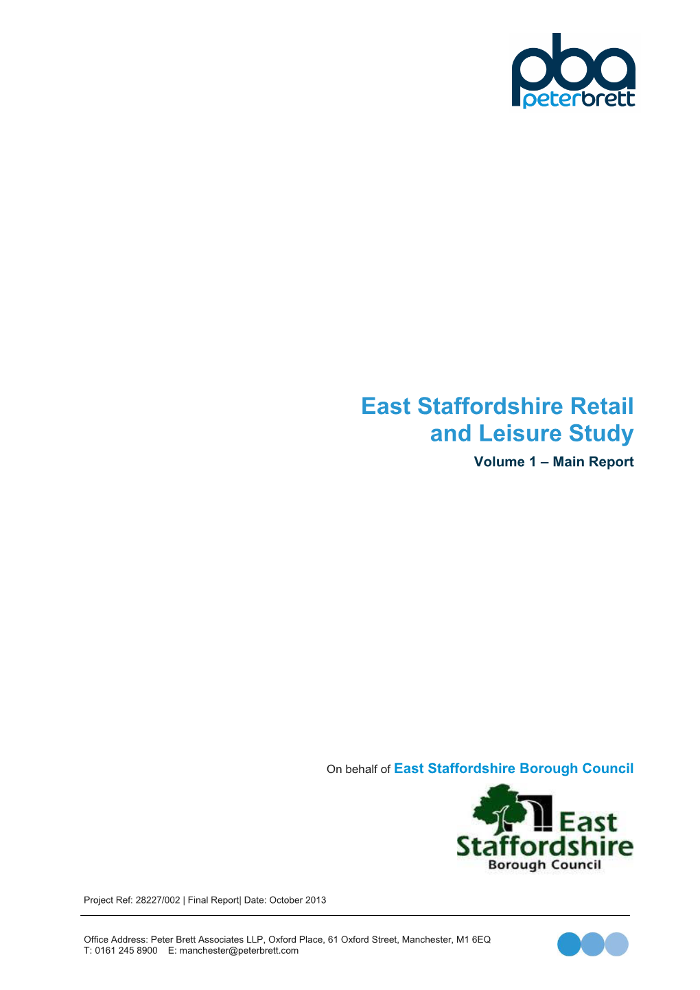 East Staffordshire Retail and Leisure Study Volume 1 – Main Report