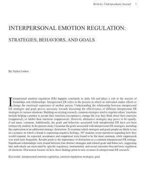 Interpersonal Emotion Regulation