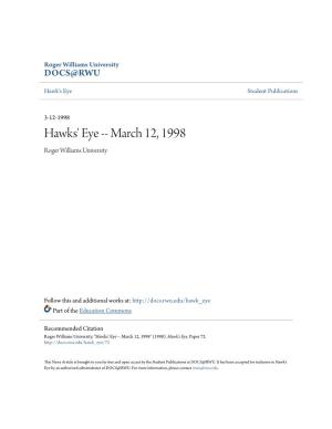 Hawks' Eye -- March 12, 1998 Roger Williams University
