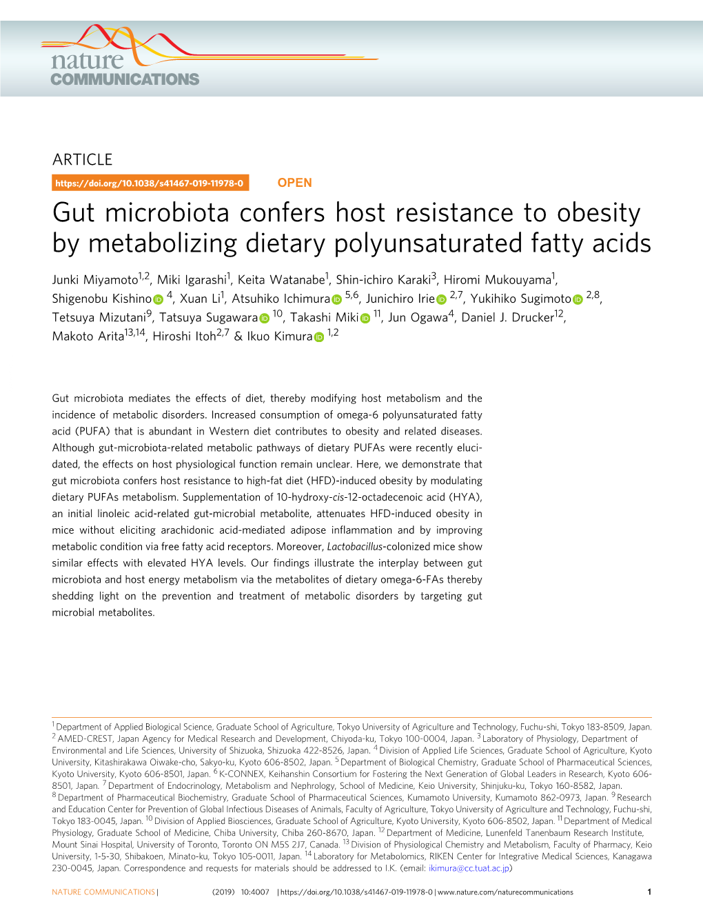 Gut Microbiota Confers Host Resistance to Obesity by Metabolizing Dietary Polyunsaturated Fatty Acids