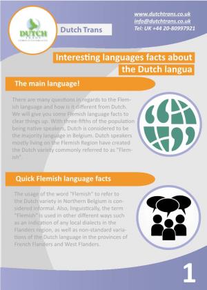 Interes Ng Languages Facts About the Dutch Langua
