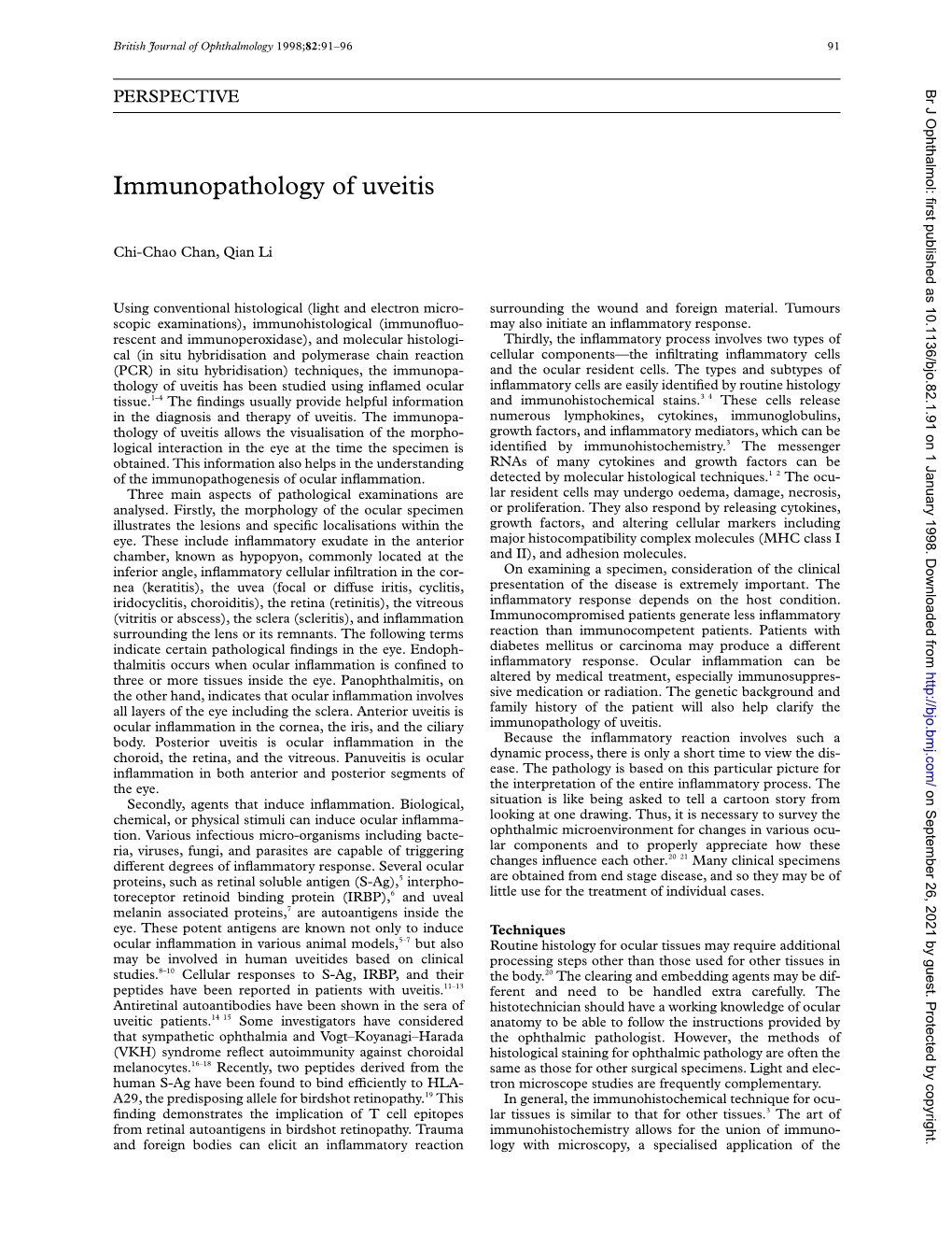 Immunopathology of Uveitis