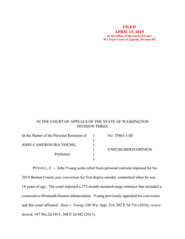 FILED APRIL 11, 2019 in the Office of the Clerk of Court WA State Court of Appeals, Division III