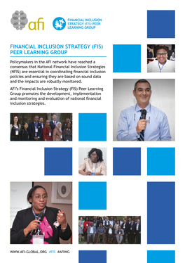 Financial Inclusion Strategy (Fis) Peer Learning Group