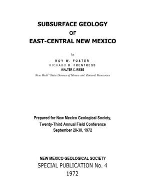 Subsurface Geology East-Central New Mexico
