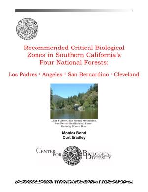 Recommended Critical Biological Zones in Southern California's