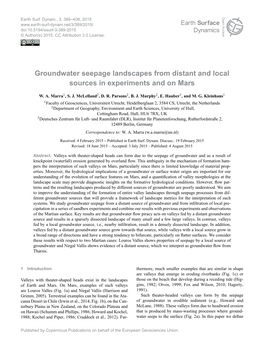 Groundwater Seepage Landscapes from Distant and Local Sources in Experiments and on Mars