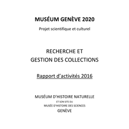 Muséum Genève 2020 Recherche Et Gestion Des