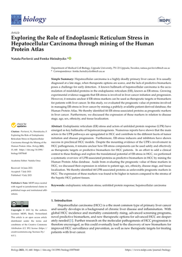 Exploring the Role of Endoplasmic Reticulum Stress in Hepatocellular Carcinoma Through Mining of the Human Protein Atlas