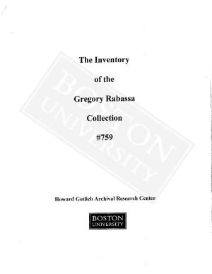 The Inventory Ofthe Gregory Rabassa Collection #759