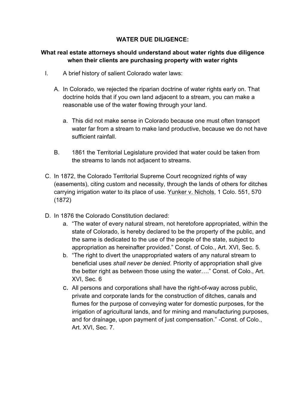 WATER DUE DILIGENCE: What Real Estate Attorneys Should Understand