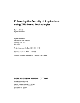 Enhancing the Security of Applications Using XML-Based Technologies