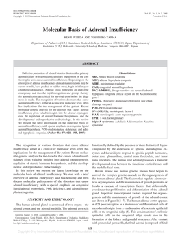 MOLECULAR BASIS of ADRENAL INSUFFICIENCY 63R Density Lipoproteins (LDL)