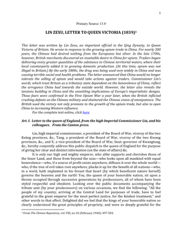 Lin Zexu, Letter to Queen Victoria (1839)1