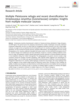 Multiple Pleistocene Refugia and Recent Diversification for Streptocarpus Ionanthus (Gesneriaceae) Complex: Insights from Multip